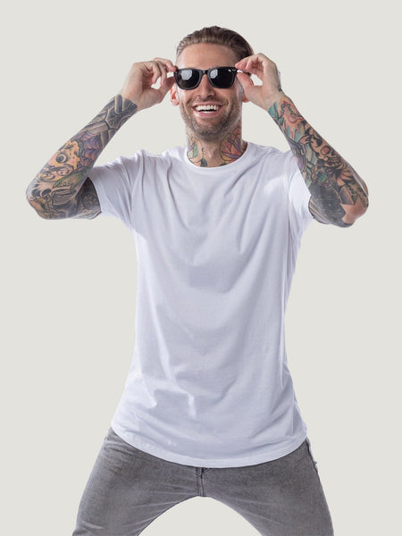 Justin is 6'1 and wears size m # All White 3-Pack Tees available in Crew Neck & V-Neck