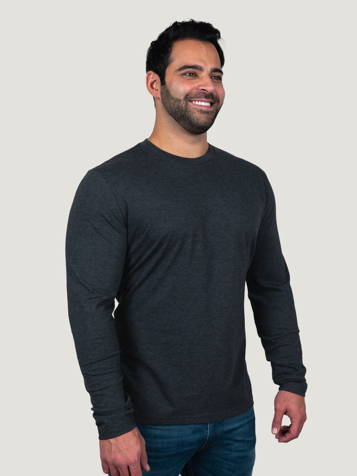 Charcoal Long Sleeve Crew Neck T-Shirt | Fresh Clean Threads UK