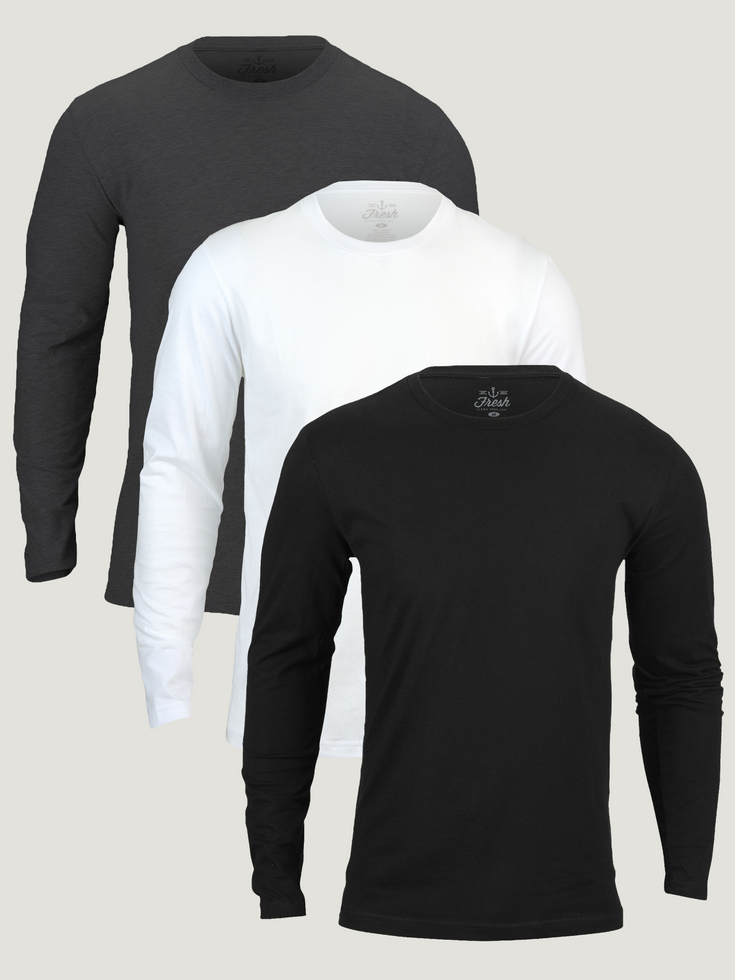 Long Sleeve Basic 3-Pack T-Shirts | Fresh Clean Threads UK