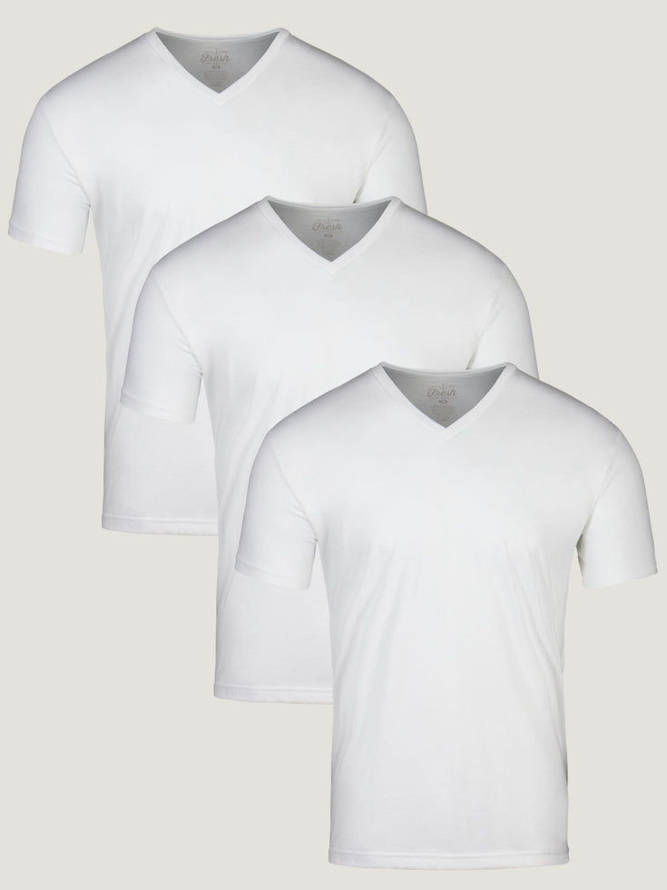 White V-Neck 3-Pack t-shirts | Fresh Clean Threads UK